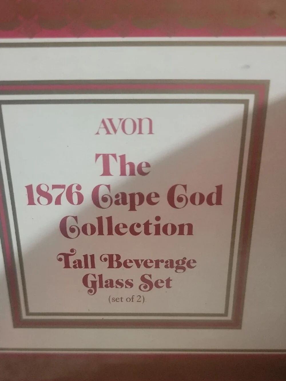Avon 1876 Cape Cod Collection Ruby Red Tall Bevwrage Glass Set
